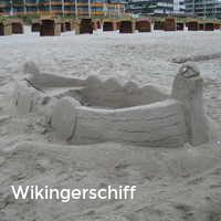 Wikingerschiff, Strand im Sommer