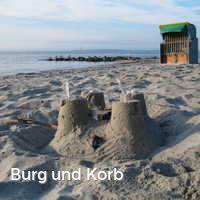 Burg und Korb, Strand im Sommer