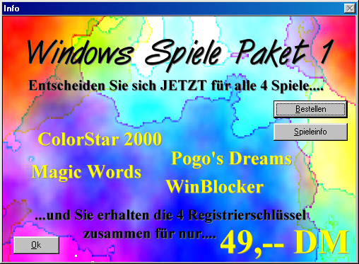 Werbung für das GamePack