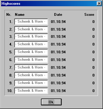 Highscoreliste Highscoreliste